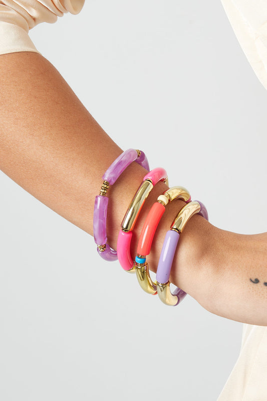 Tube bracelet purple gold colored