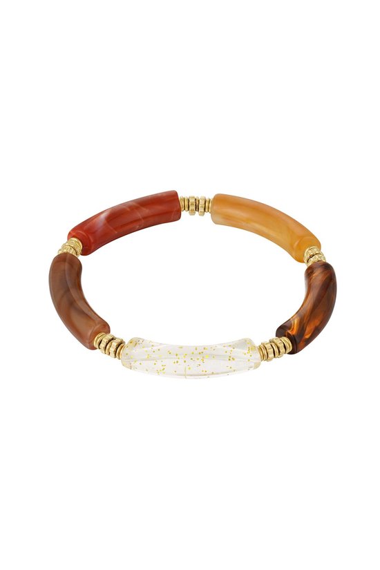 Tube armband bruin beige oranje