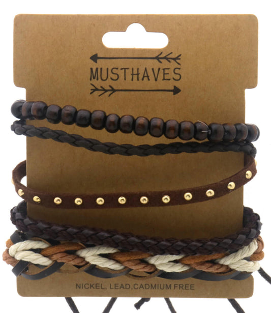 Heren Armbanden set - Natuurlijk bruin & beige