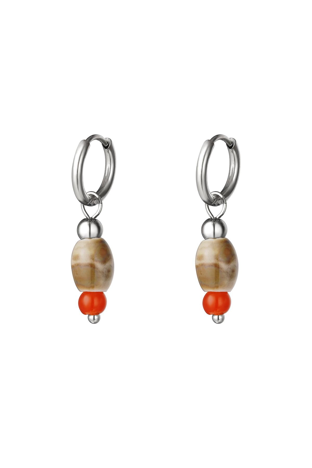 Julien Deluxe Oorbellen met beige oranje steentjes Stainless Steel