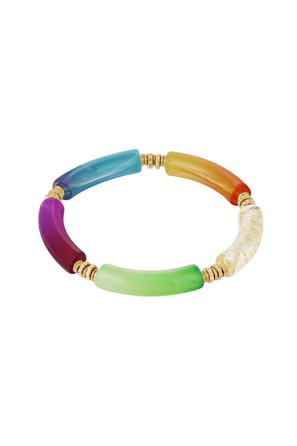 Tube armband multi groen oranje blauw paars wit