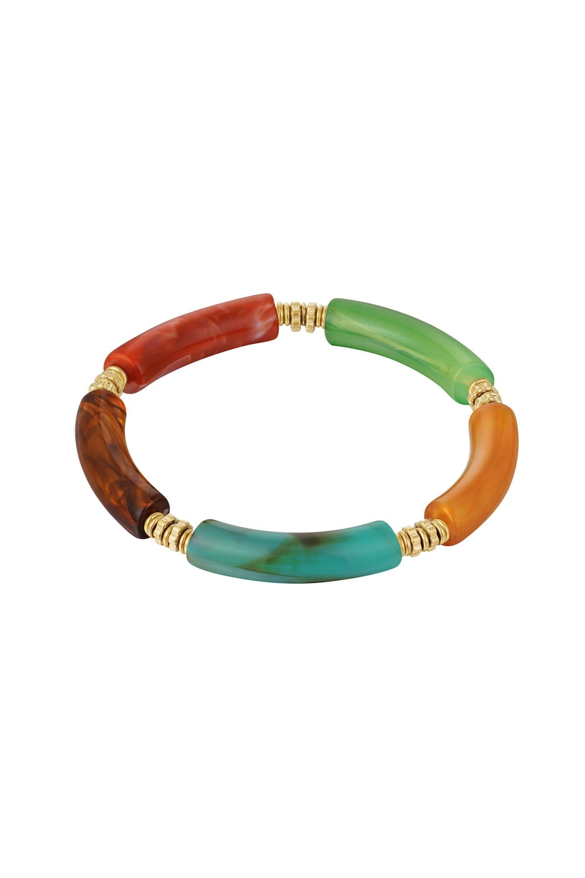Tube armband groen oranje bruin blauw