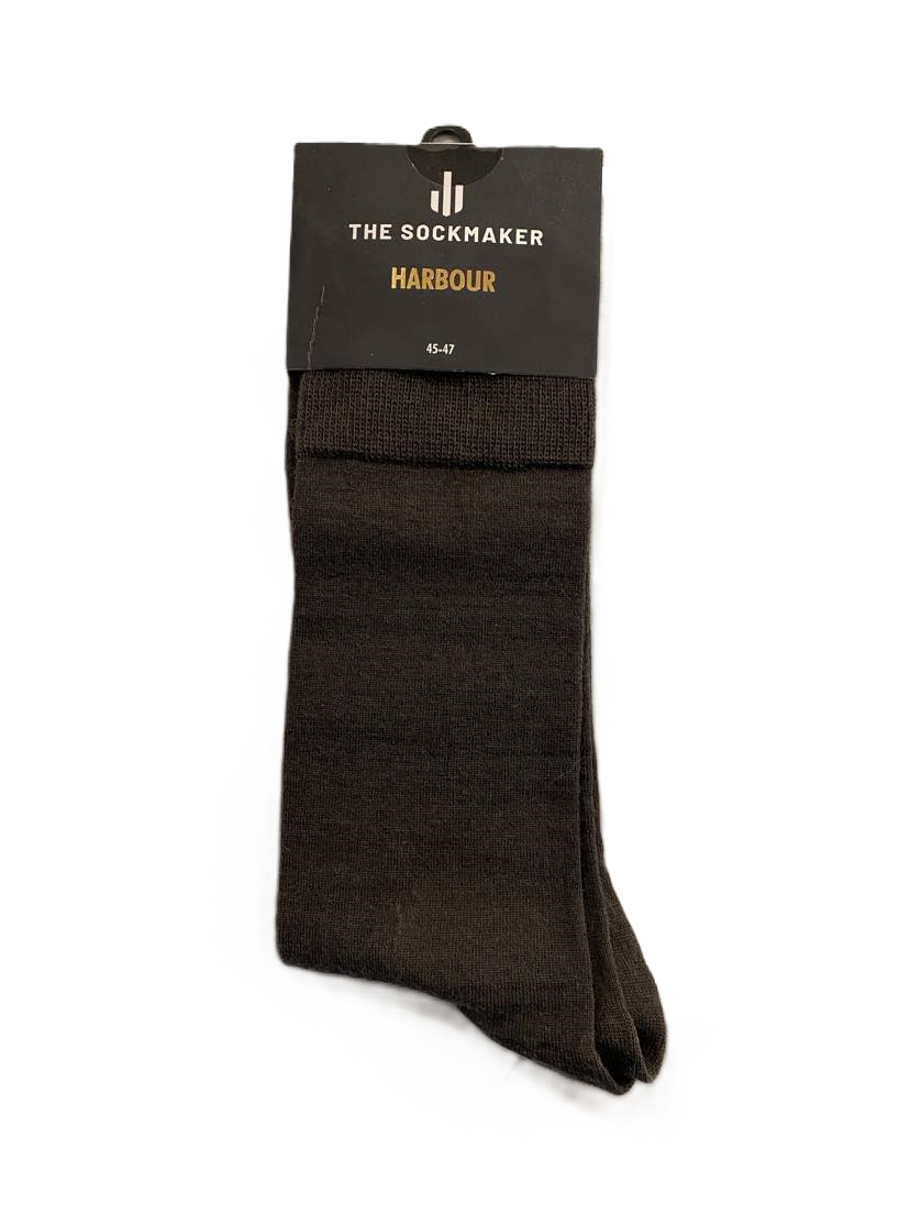 The Sockmaker Harbour Men's Socks Merino Wool Plain Chocolate Brown 1 pair