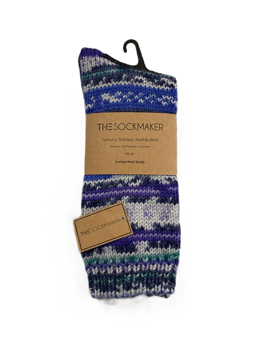 The Sockmaker Herensok Wol Gebreid Multicolor Blauw Paars 1 paar