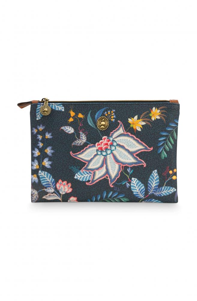 Pip Studio Toilettas Medium Flower Festival donkerblauw 24x15,5x1cm