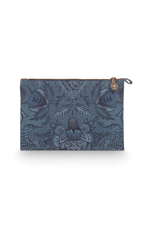 Pip Studio Toilettas Flat Medium Kyoto Festival denim blauw 24x15.5x1cm