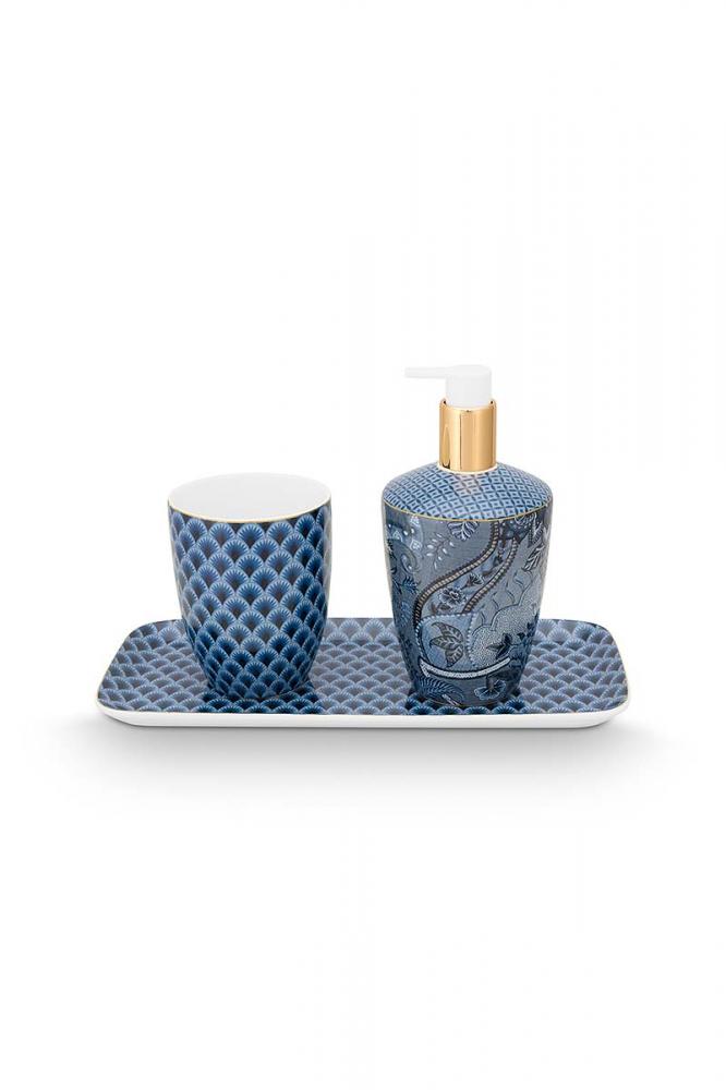 Pip Studio Set 3 Badkameraccessoire Kyoto festival blauw