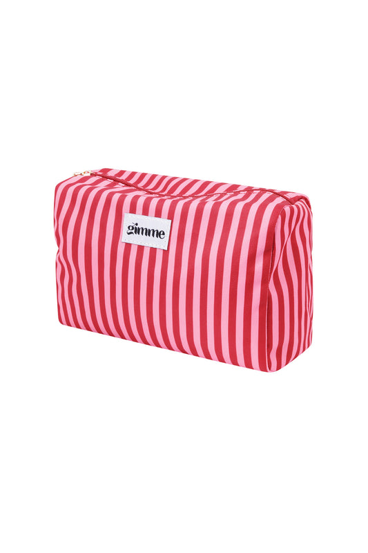 Make-up tas kleine strepen - Roze rood
