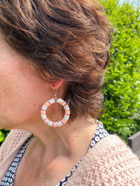 Julien Deluxe Earrings Katsuki beads white pink orange