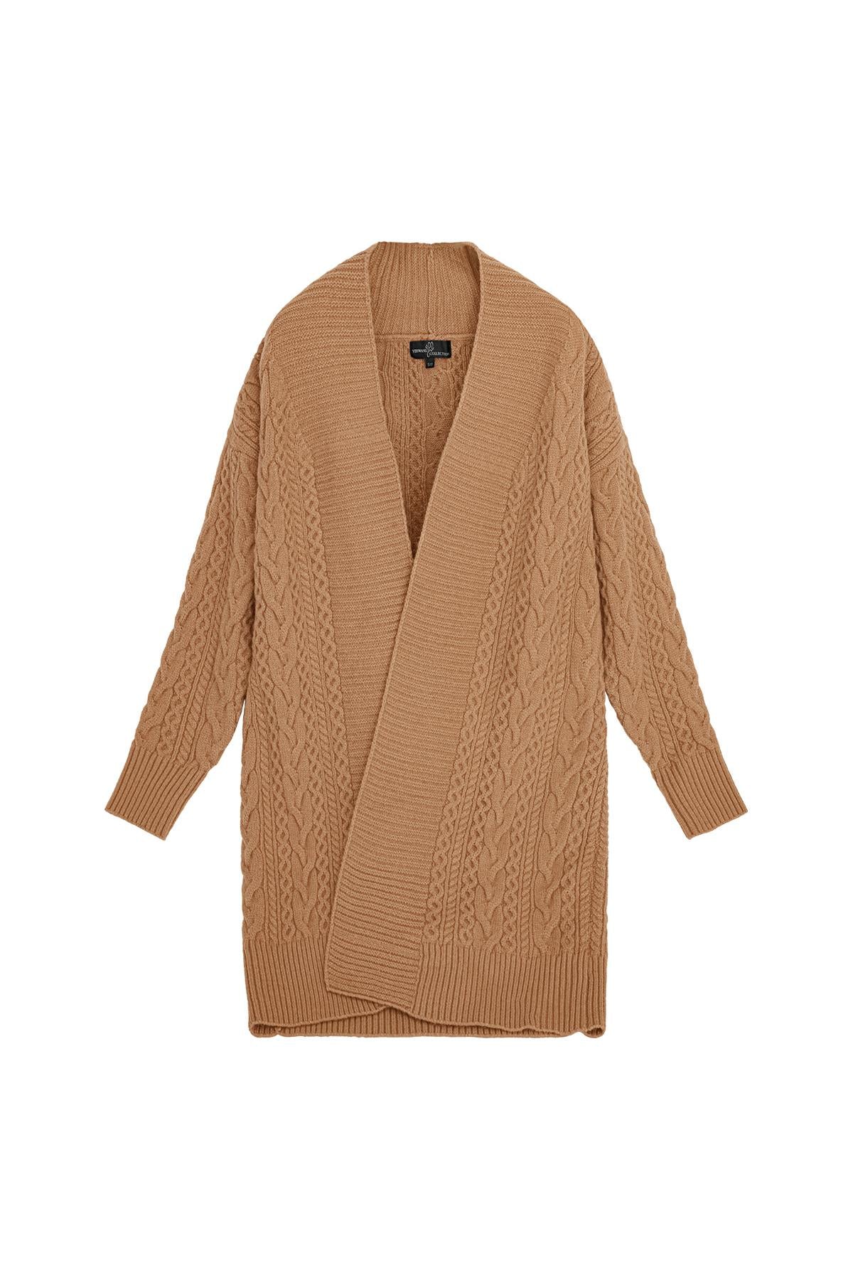 Julien Deluxe gebreid Vest met kabelpatroon Cognac Bruin