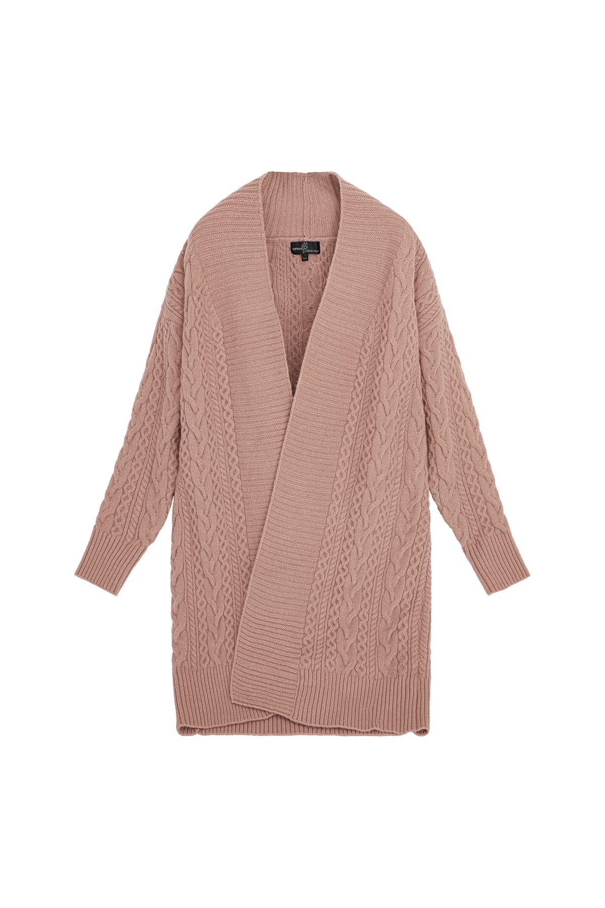 Julien Deluxe gebreid Vest met kabelpatroon oud Roze