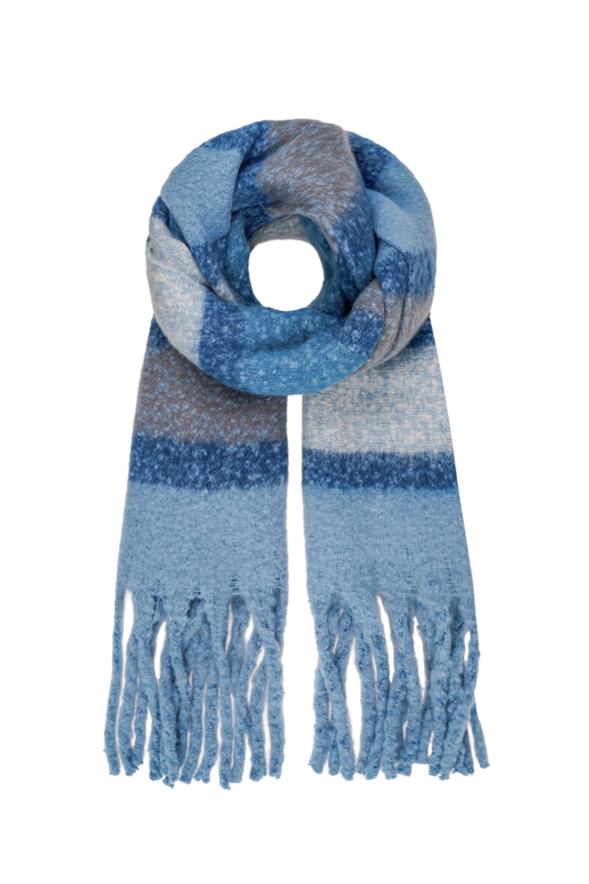 Colorful Winter Scarf Checked Light Blue