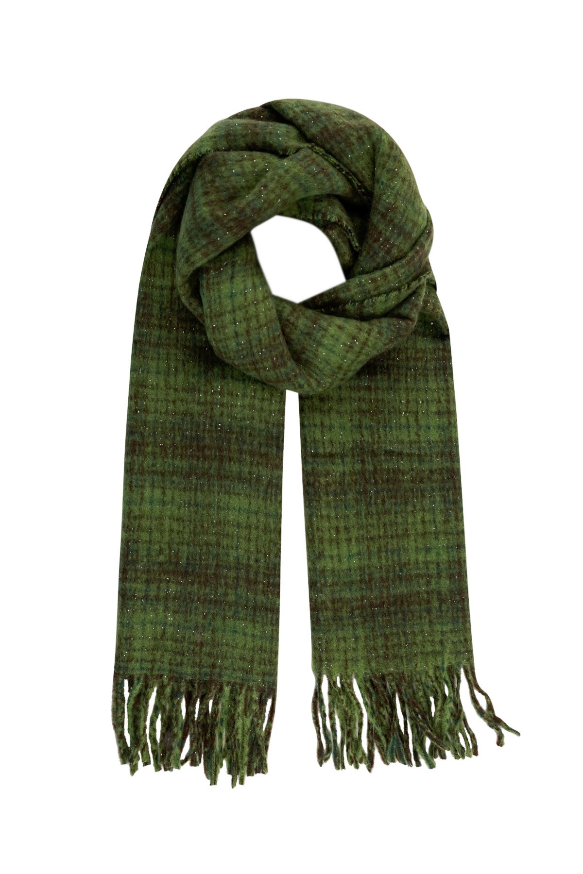 Colorful Winter Scarf Checked Green Brown