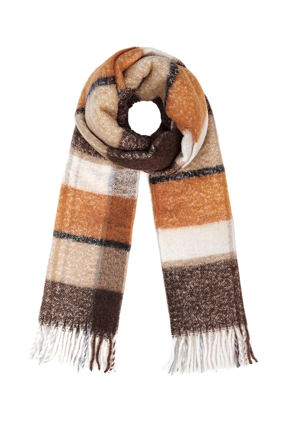Colorful Winter Scarf Checked Brown