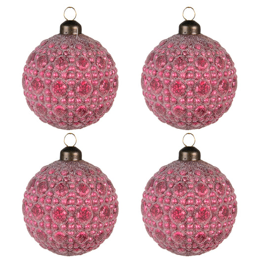 Clayre & Eef Kerstballen set van 4 stuks rood Ø8cm