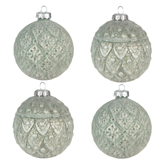 Clayre & Eef Kerstballen set van 4 stuks vintage groen Ø8cm