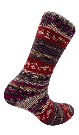 The Sockmaker Damessok Wol bruin rood M36-41