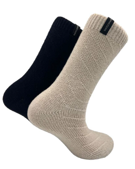 The Sockmaker Damessok Wol stripes off-white donkerblauw M36-41