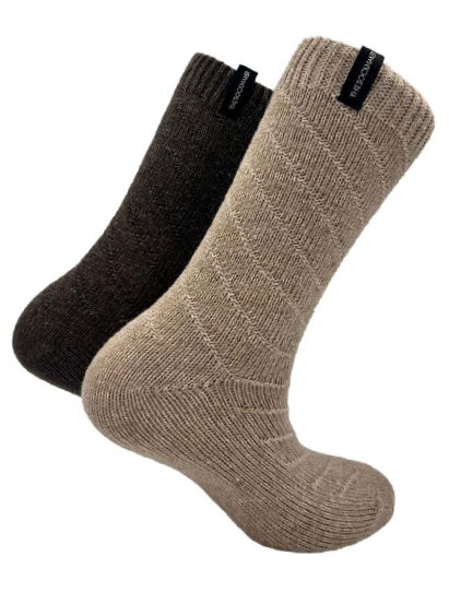 The Sockmaker Damessok Wol stripes Lichtbruin donkerbruin M36-41