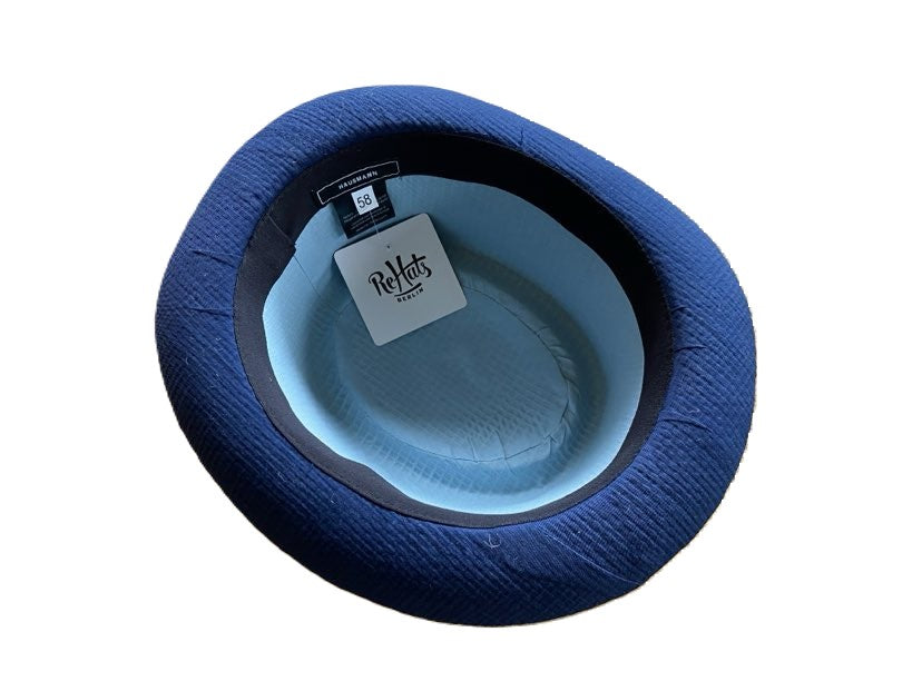 ReHats Berlin Pork Pie Hoed Hausmann donkerblauw 58cm - UNIEK EXEMPLAAR