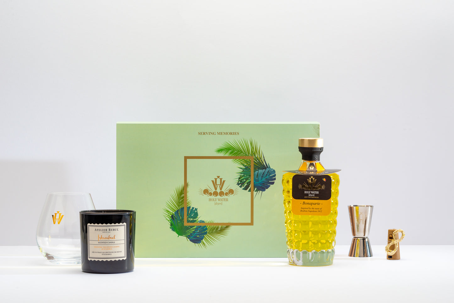 Holy Water Napoleon Bonaparte Gin 50cl Geurkaars Atelier Rebul Geschenkbox