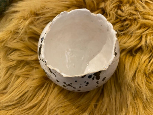 Handmade ceramic bowl black and white