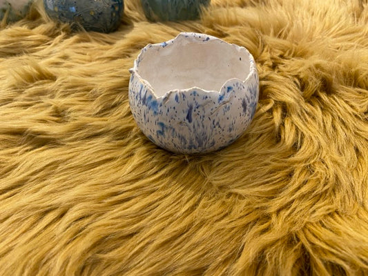 Handgemaakt keramiek kommetje wit blauw