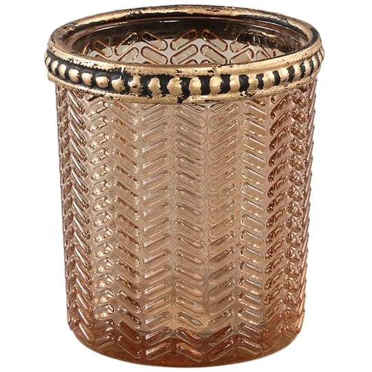 PTMD Tea light holder Decoritz glass bronze colored 6.5cm