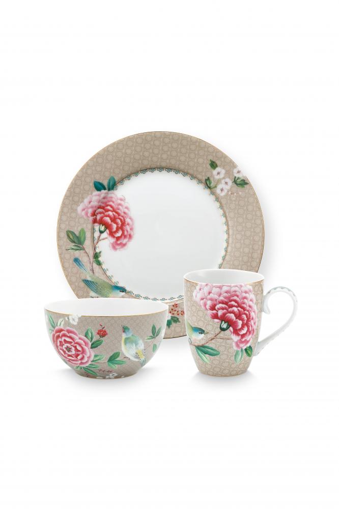Pip Studio Ontbijtset Blushing Birds khaki