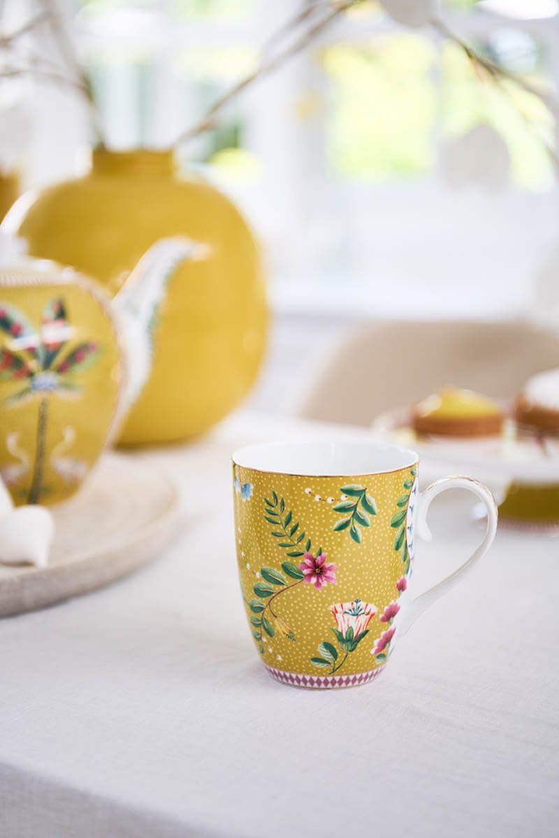 Pip Studio set 2 mokken La Majorelle geel 350ml decor