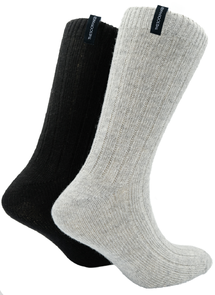 The Sockmaker Herensokken Wol Effen 2 paar Gestreept patroon Zwart - Grijs