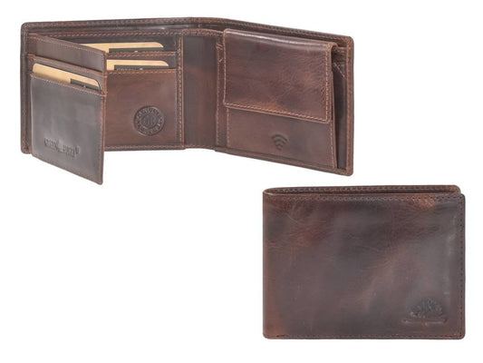 Greenburry Herenportefeuille leder 11x8cm teak bruin - Julien Deluxe