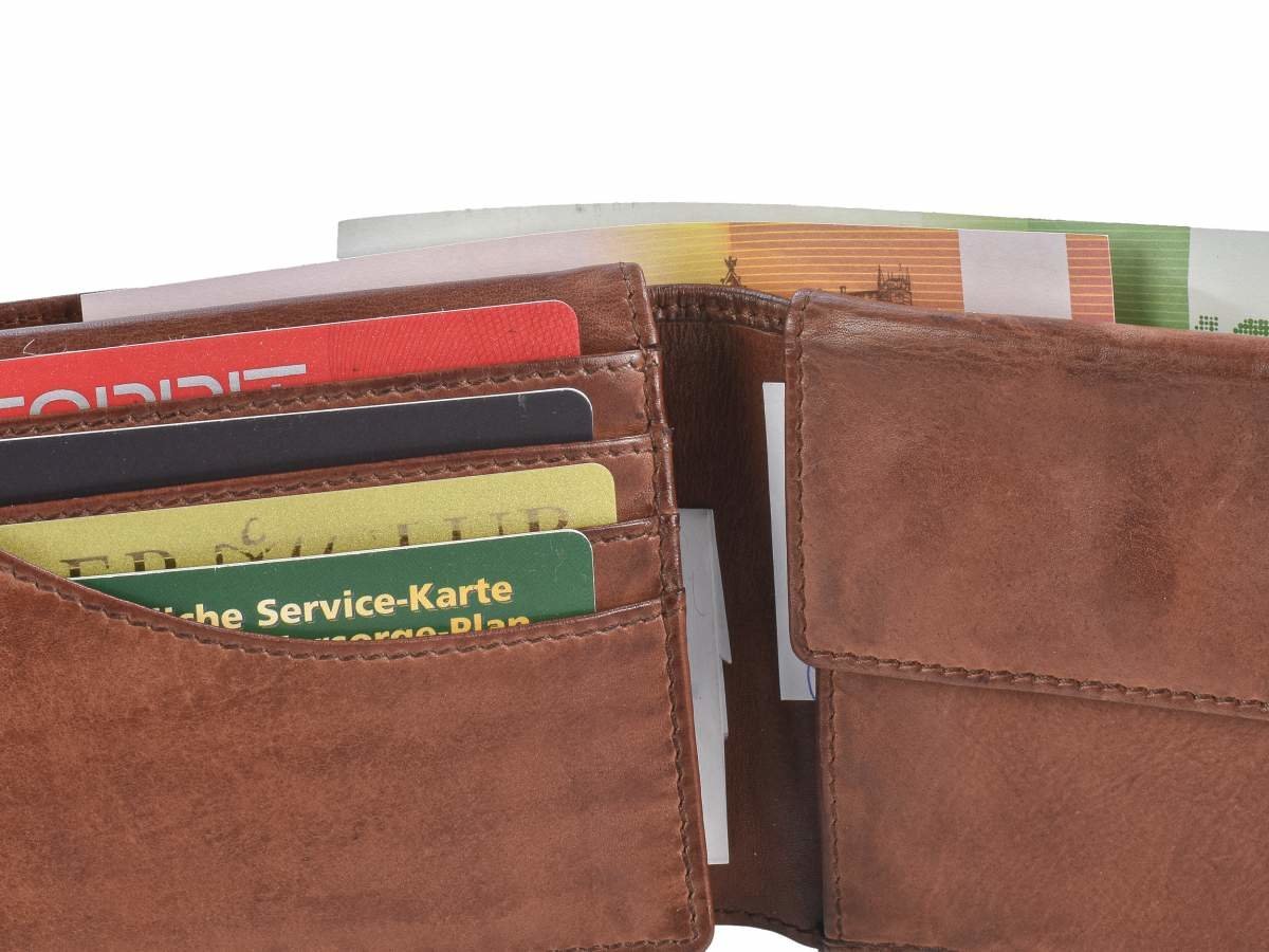 Greenburry Herenportefeuille leder 12x10cm vintage washed kastanje roodbruin - Julien Deluxe