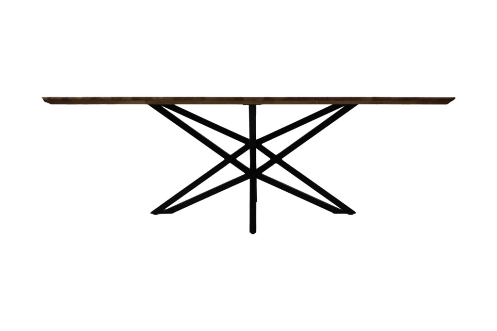 Tafel Fishbone Rechthoek- 220x100x76 - Naturel/zwart - Eiken/metaal