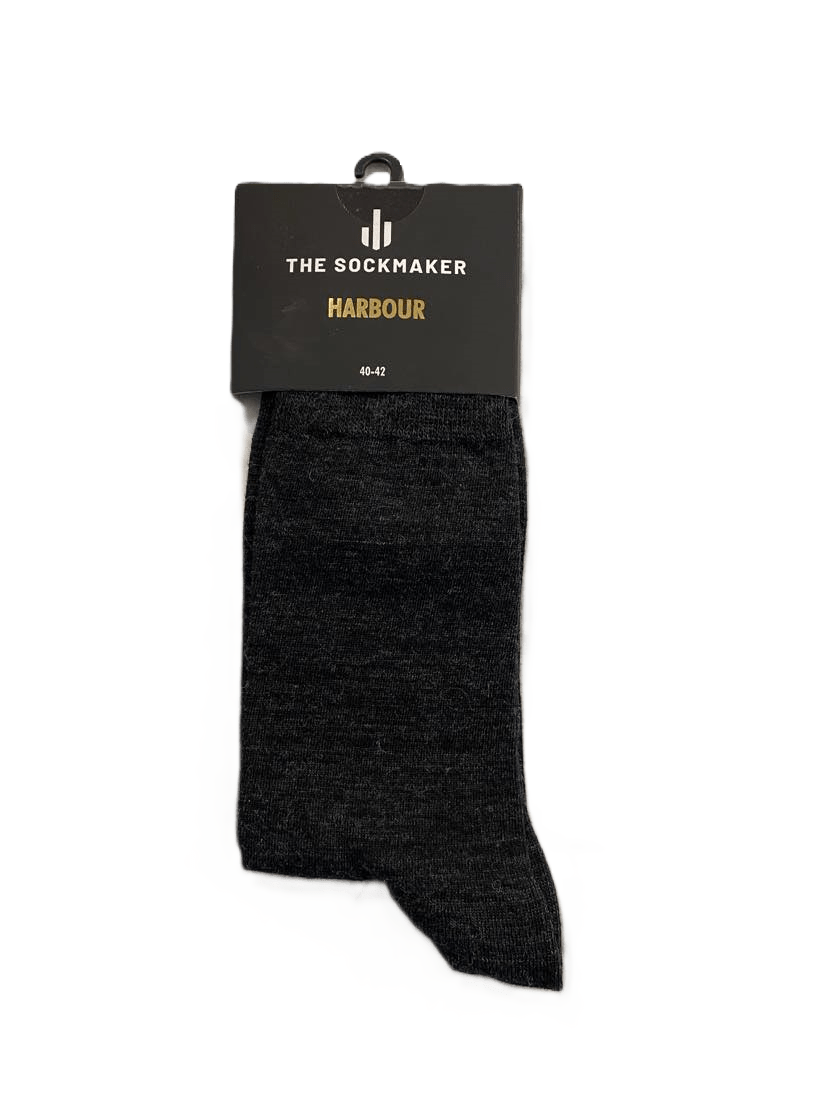 The Sockmaker Harbour Herensok Merinowol Effen Smoked Antraciet 1 paar - Julien Deluxe