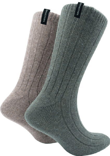 The Sockmaker Herensokken Wol Effen 2 paar Gestreept patroon Donkerbruin - Donkergroen - Julien Deluxe