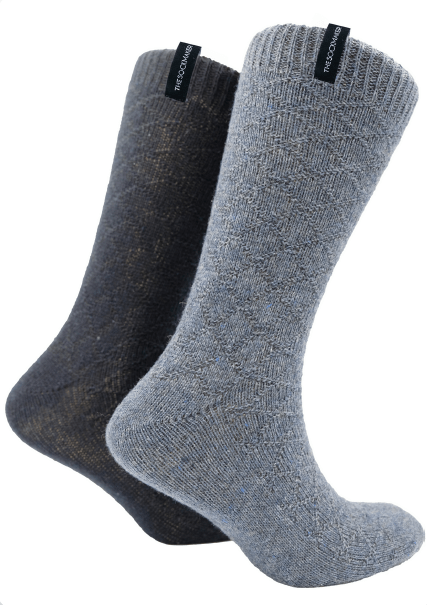 The Sockmaker Herensokken Wol Effen 2 paar Ruitenpatroon Petroleumblauw - Donkerblauw - Julien Deluxe