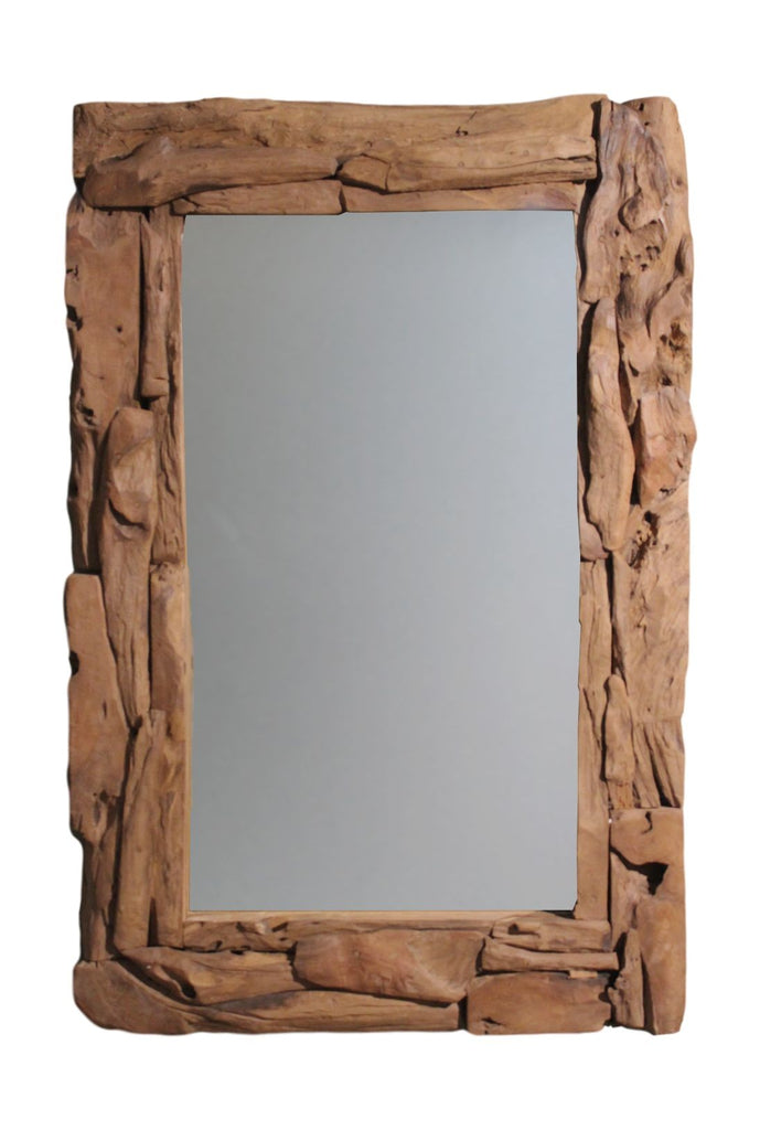 Wandspiegel - 140x6x80 - Naturel - Teak wortelhout