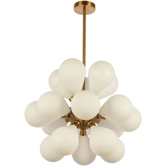Hanglamp Ellen Gold Frosted White Glass.