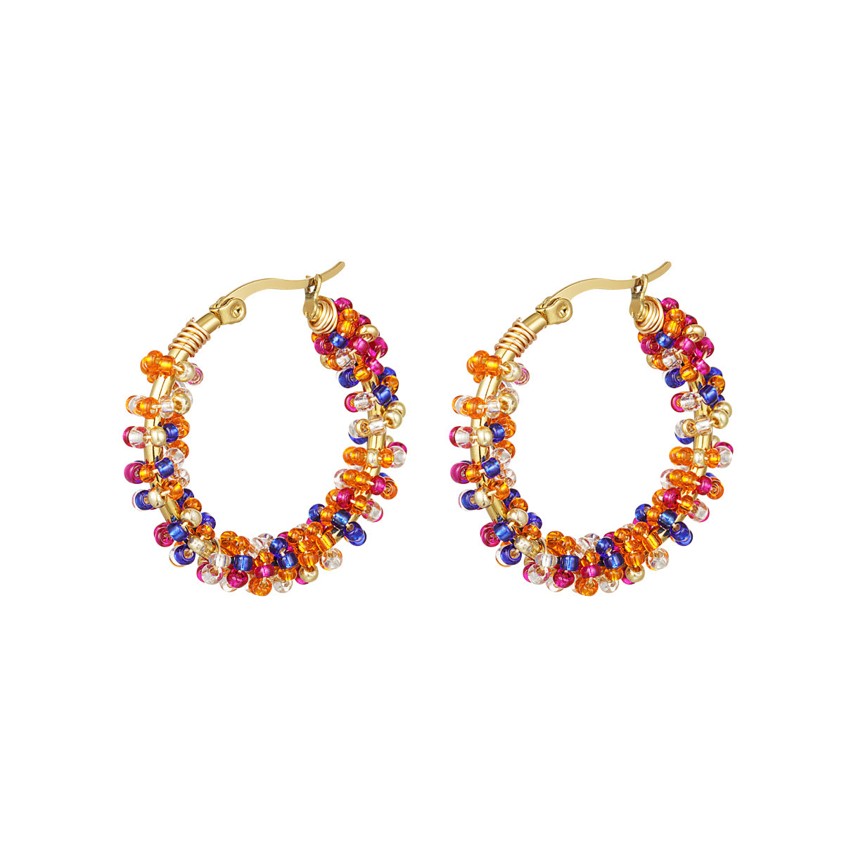 Julien Deluxe Oorbellen glaskralen oranje