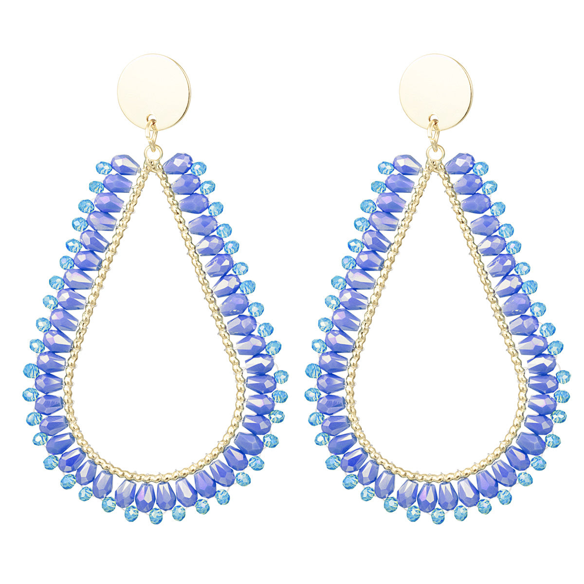 Julien Deluxe Oorbellen kristalkralen lichtblauw druppelvormig