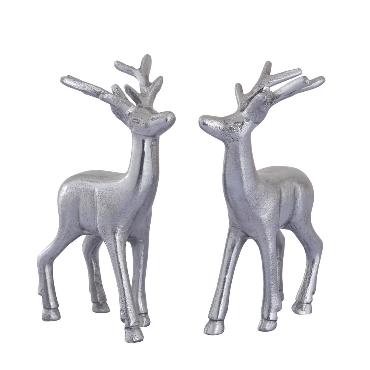 Deco figuren set van 2 herten tafeldecoratie dierenfiguur metaal kerstdecoratie zilver of goud aluminium