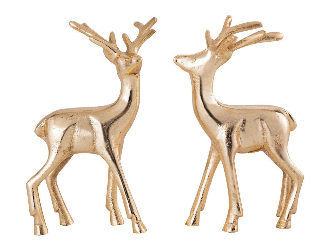 Deco figuren set van 2 herten tafeldecoratie dierenfiguur metaal kerstdecoratie zilver of goud aluminium
