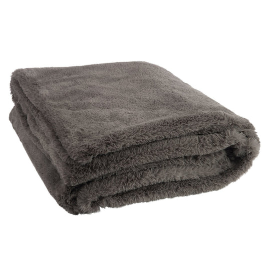 J-Line Plaid Cutie - Fleece Deken – Polyester – 180x130 cm – Donkergrijs
