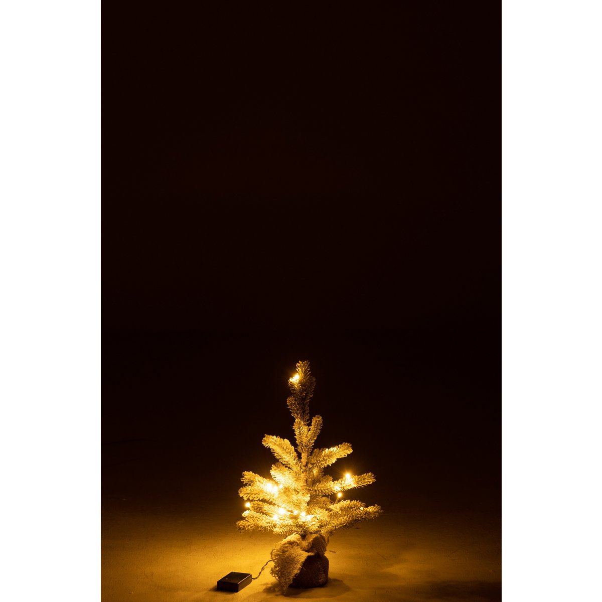 J-Line Kerstboom Besneeuwd+Led+Batterij In Pot Jute Plastiek Groen Small