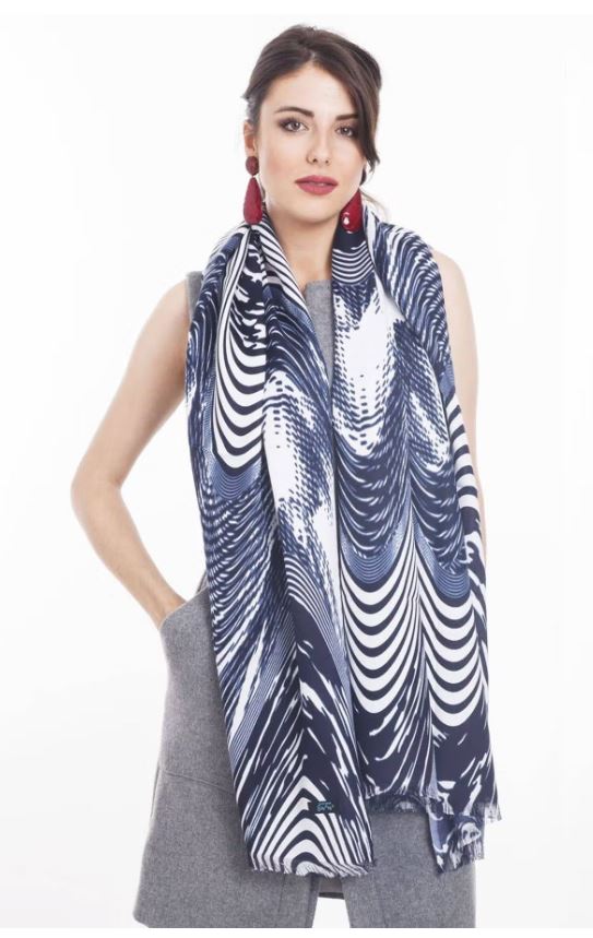Alber Zoran Sjaal Geo Blue