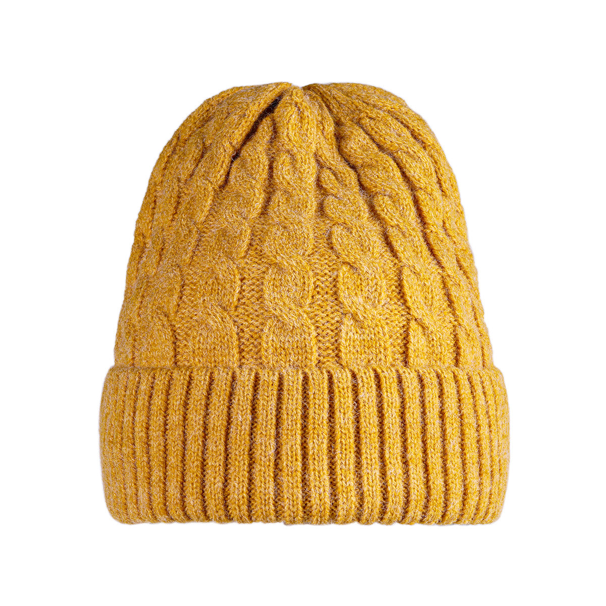 Gebreide Muts Reliëf okergeel mosterd