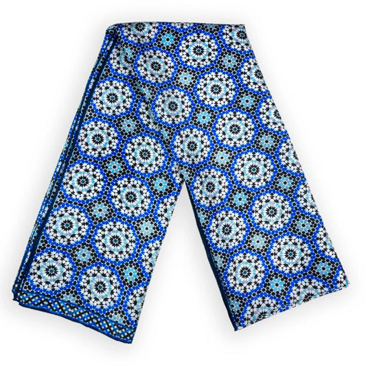 Hamzah Zijden Sjaal Blauw geometrische print