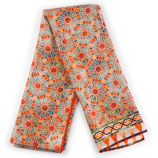 Hamzah Zijden Sjaal Oranje geplooid