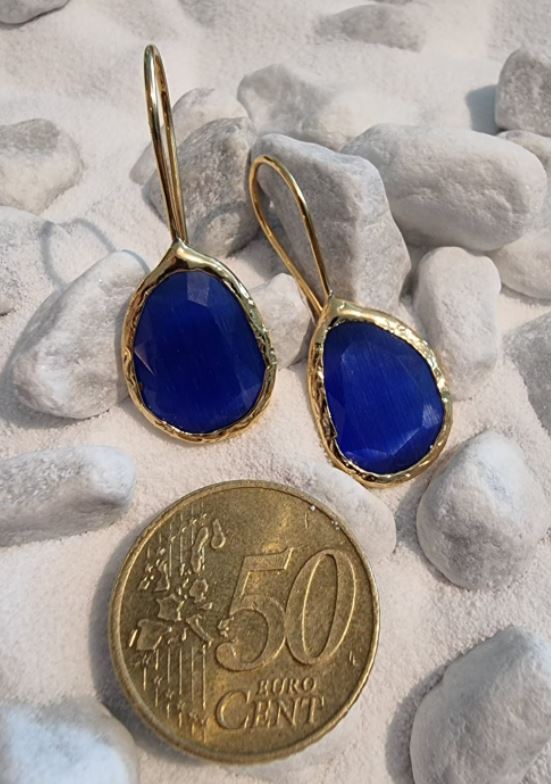 Happy Lona Oorbellen kobaltblauw schaal